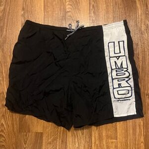 Vintage 90s Umbro‎ Shorts Men XL Black Swim Trunks Athletic Retro Logo